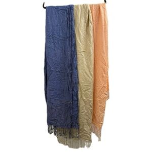 Pashmina Scarf Bundle of 3 in Blue, Gold and Peach